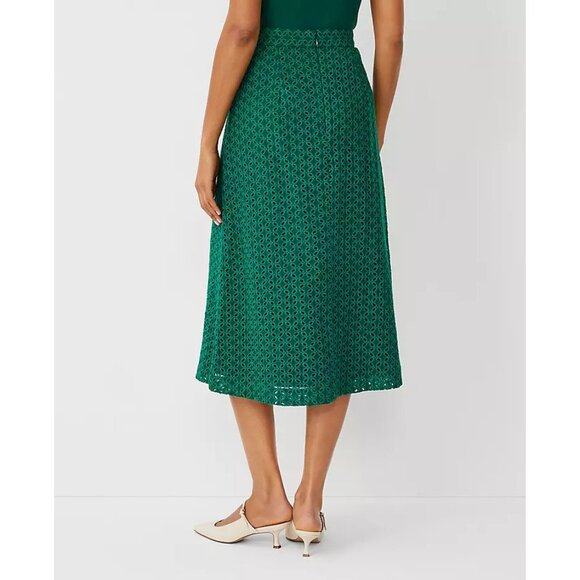 Ann Taylor Eyelet A-line Midi Skirt 10 - Picture 3 of 3